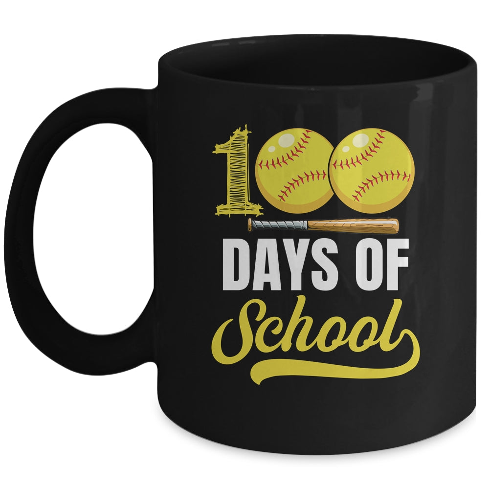 100 Days Of School Softball Player Boy Girl Mug | teecentury