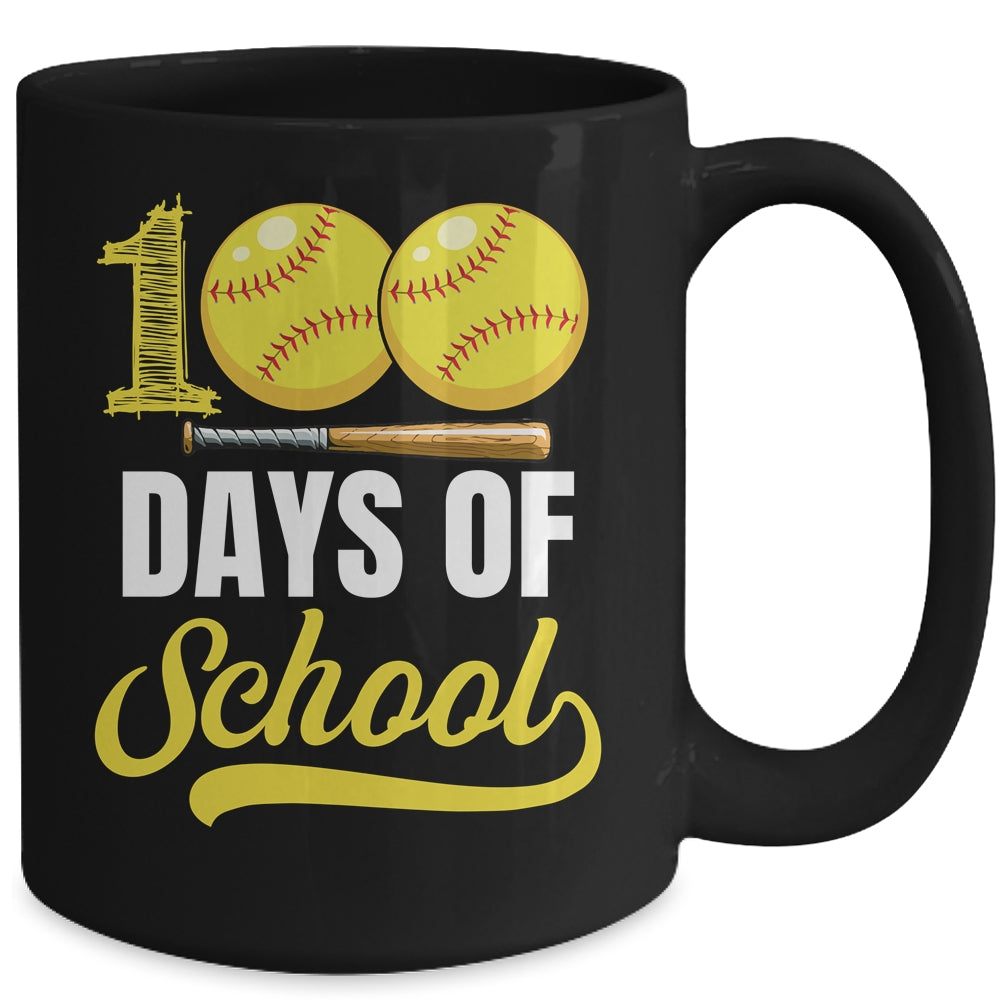100 Days Of School Softball Player Boy Girl Mug | teecentury