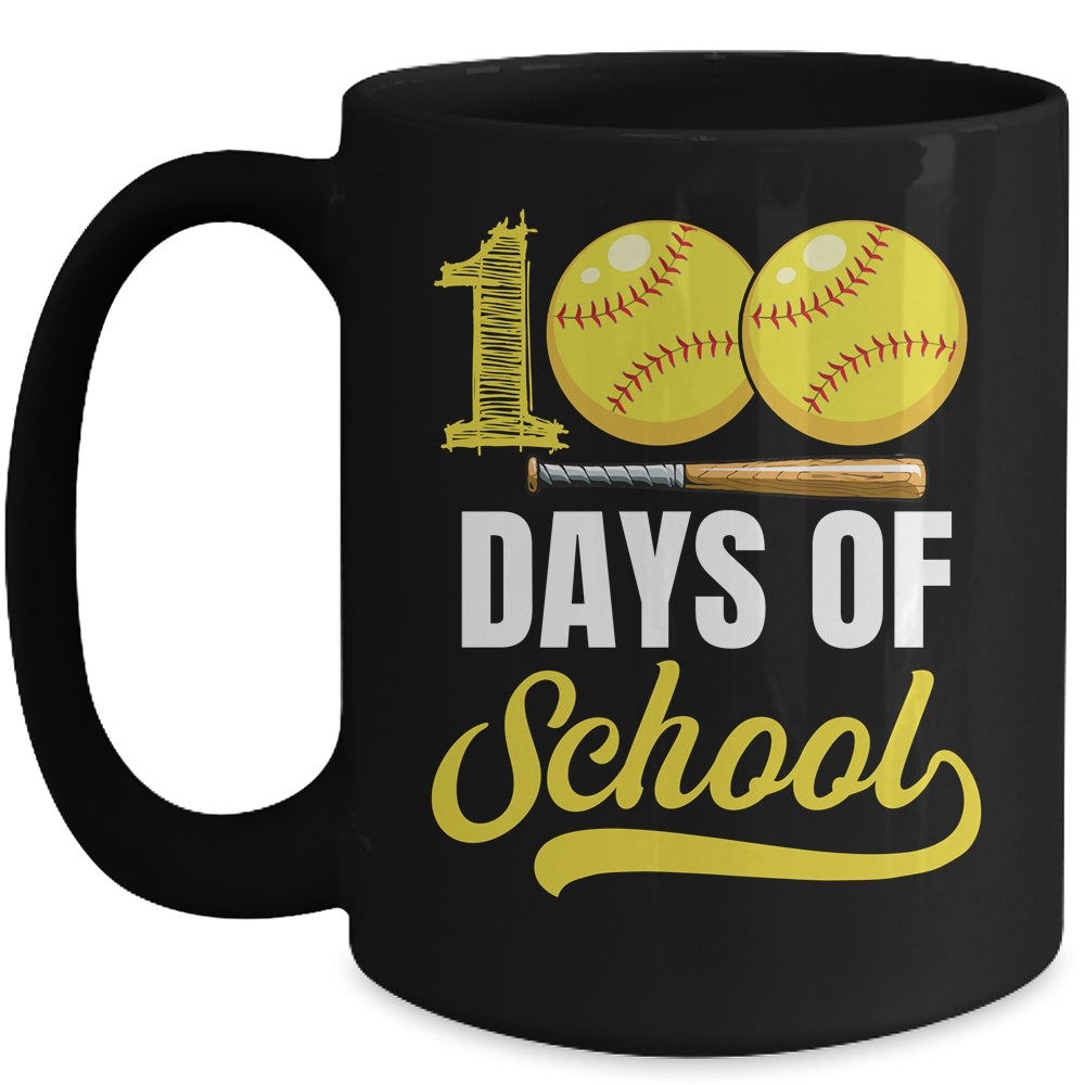 100 Days Of School Softball Player Boy Girl Mug | teecentury
