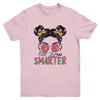 100 Days Smarter Girls Messy Bun Hair 100th Day Of School Youth Shirt | teecentury