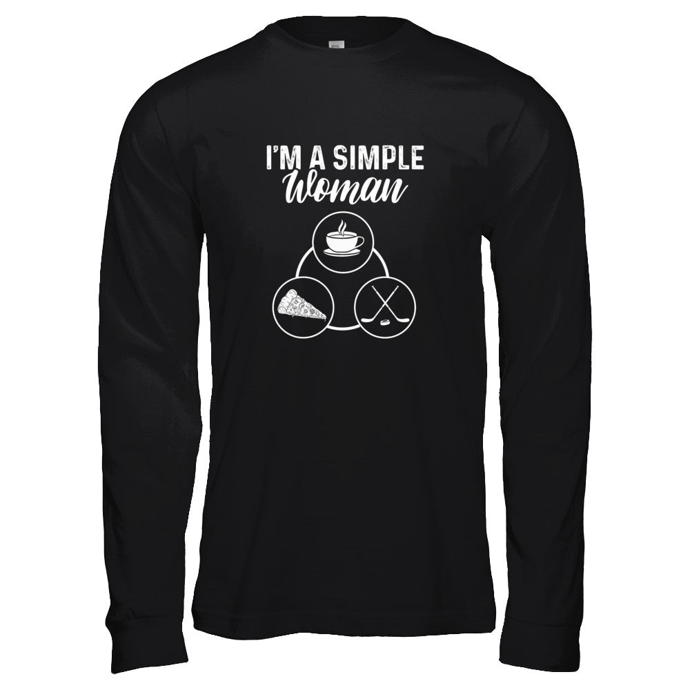I'm A Simple Woman Coffee Pizza Hockey T-Shirt & Tank Top | Teecentury.com