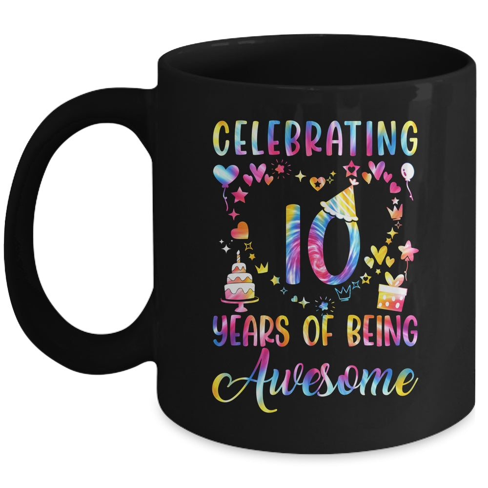 10 Years Of Being Awesome 10 Years Old 10th Birthday Tie Dye Mug | teecentury