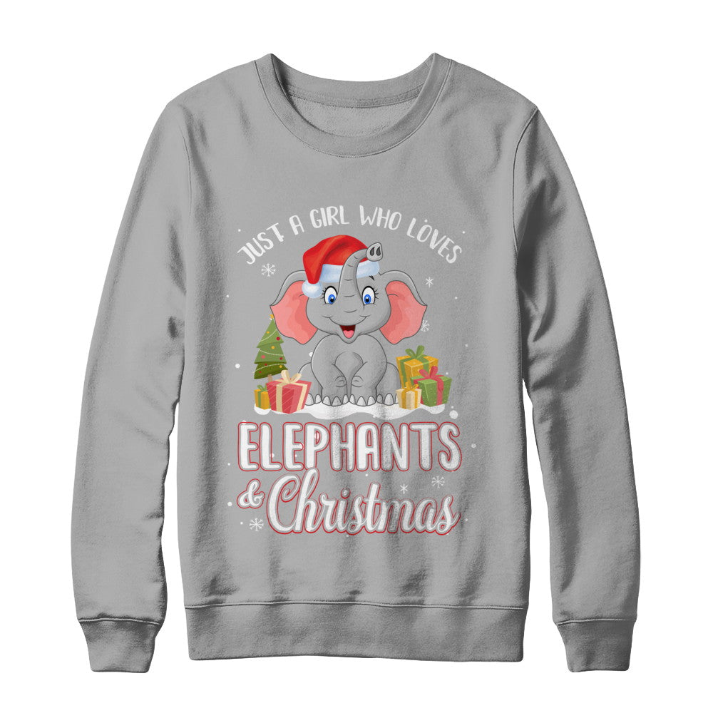 Just A Girl Who Loves Elephants And Christmas T-Shirt & Sweatshirt | Teecentury.com