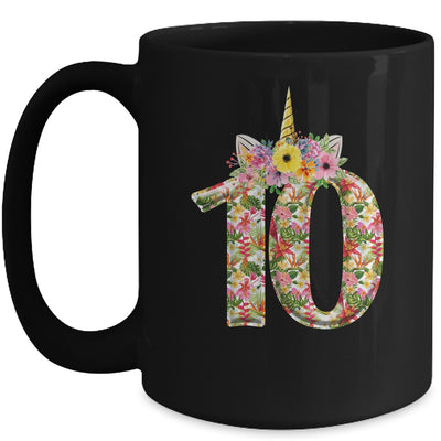 10th Birthday Girl 10 Years Old Awesome Unicorn Flower Mug Coffee Mug | Teecentury.com