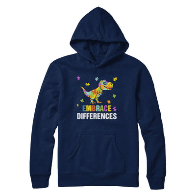 Autism Awareness Puzzle Piece Dinosaur Embrace Differences T-Shirt & Hoodie | Teecentury.com