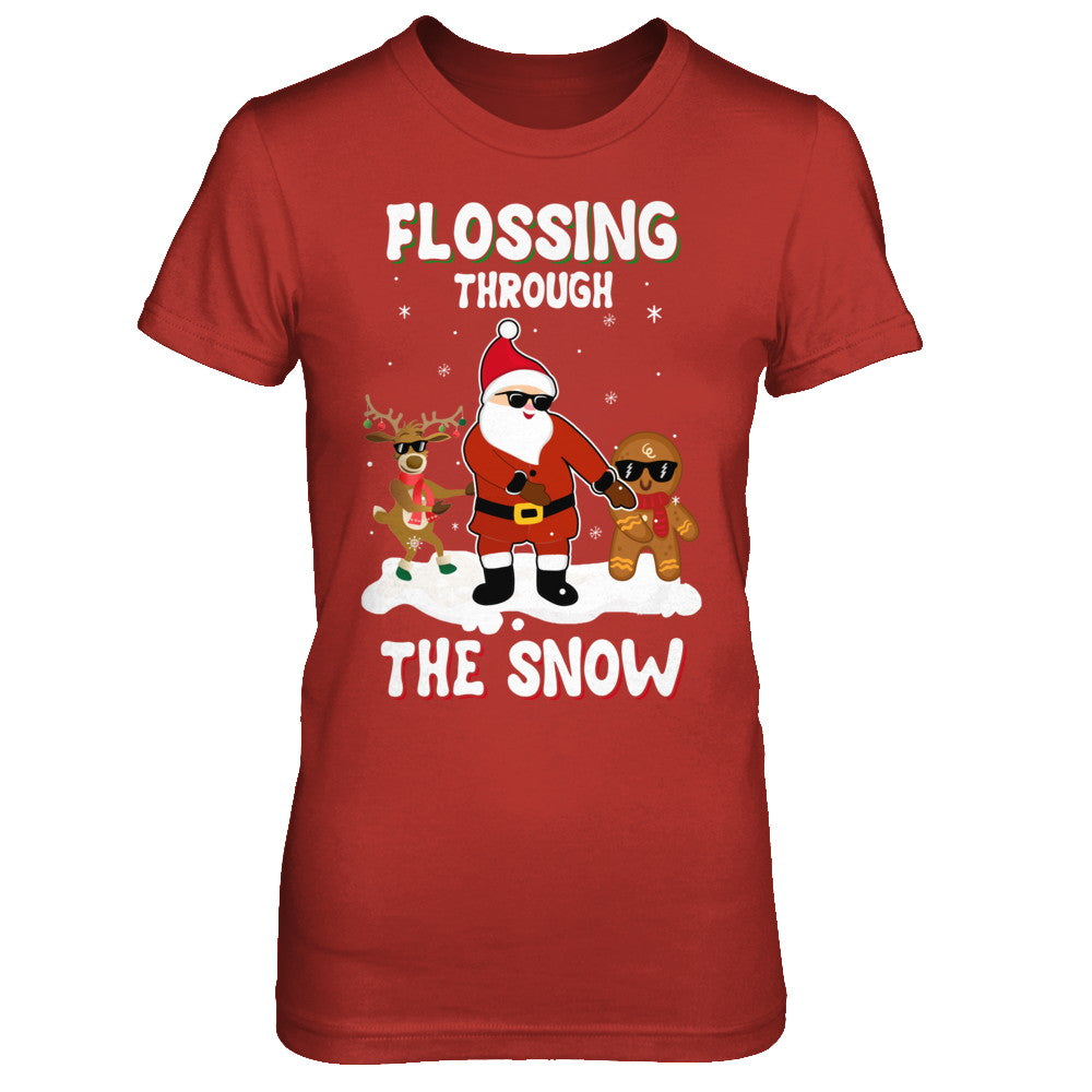 Flossing Through The Snow Santa Reindeer Gingerbread T-Shirt & Sweatshirt | Teecentury.com