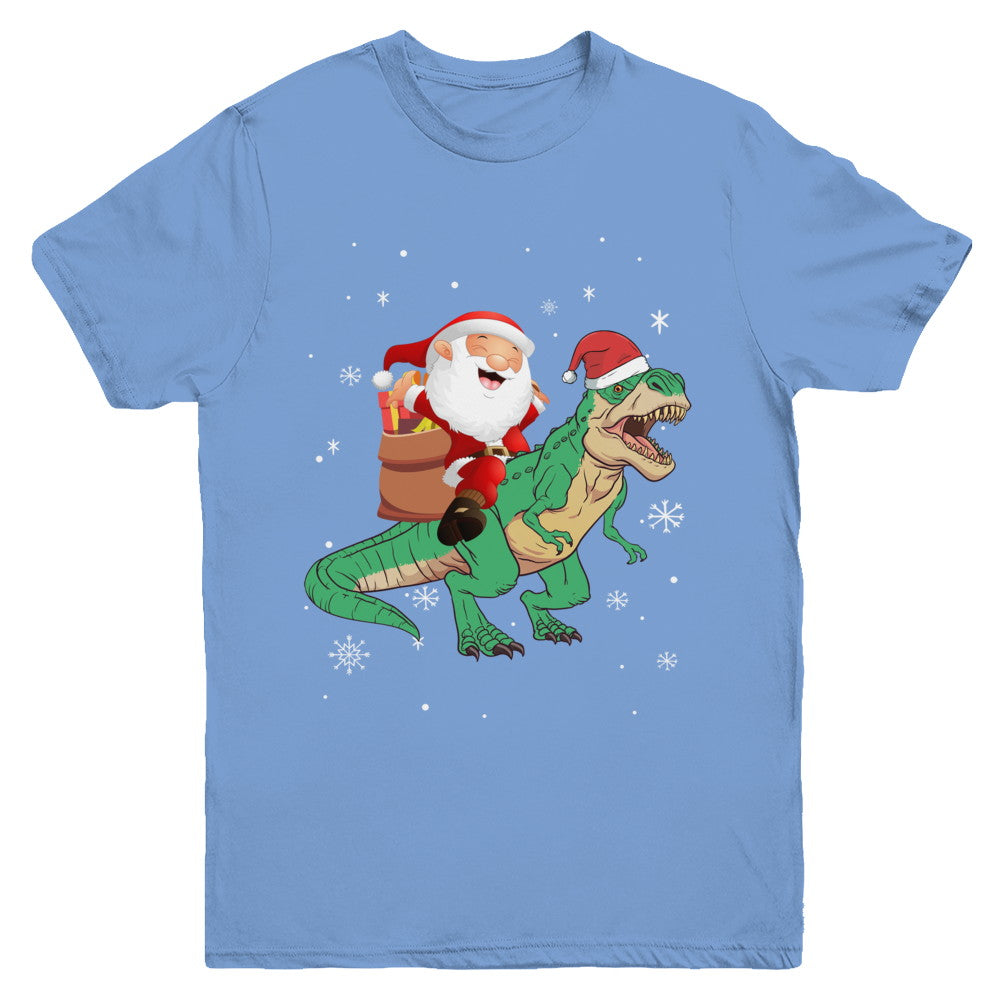 Christmas Santa Kids Dinosaur T-Rex For Boys Kids Youth Youth Shirt | Teecentury.com