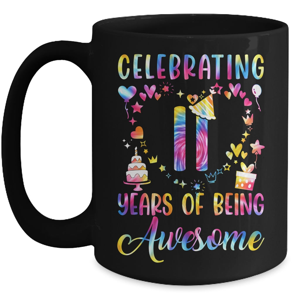 11 Years Of Being Awesome 11 Years Old 11th Birthday Tie Dye Mug | teecentury