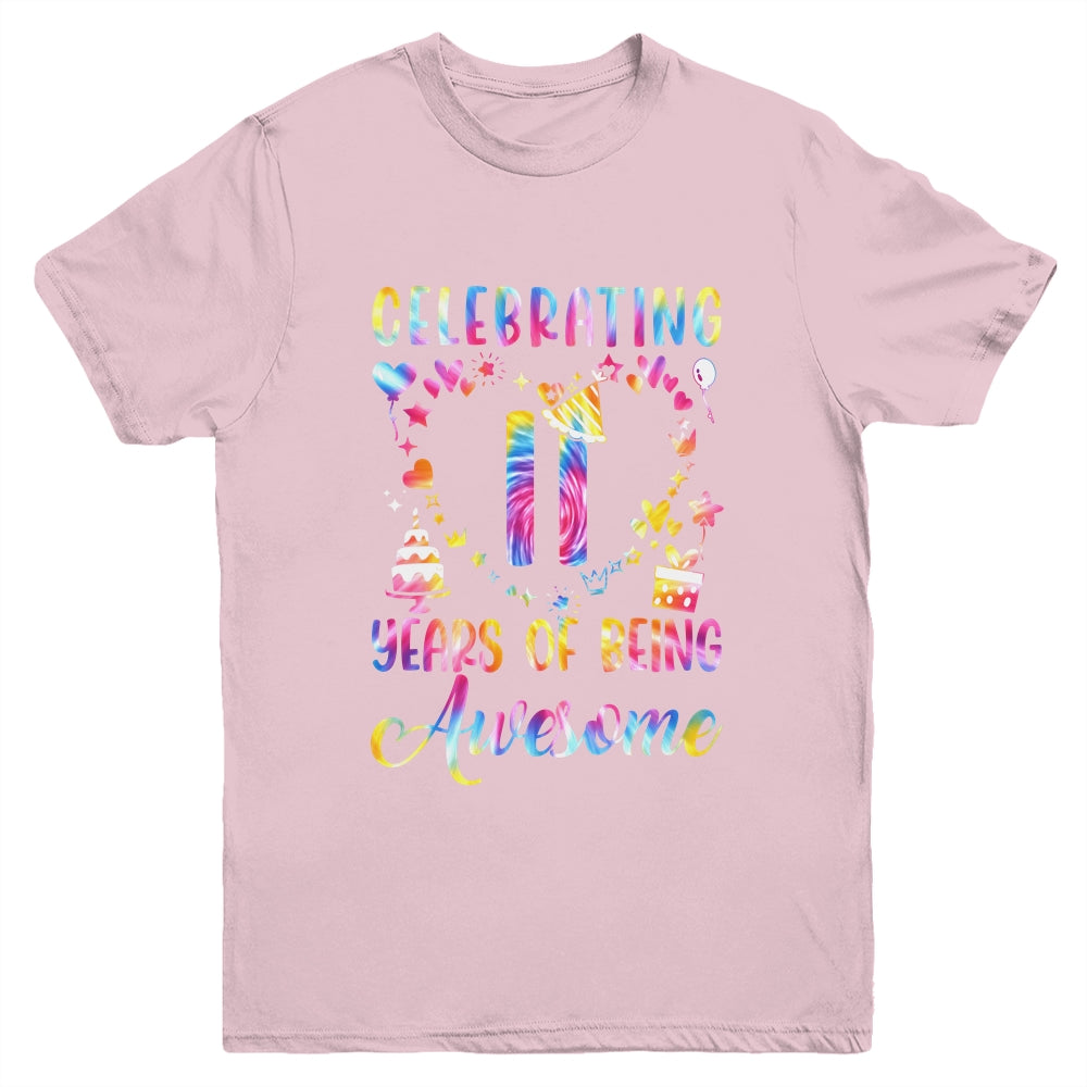 11 Years Of Being Awesome 11 Years Old 11th Birthday Tie Dye Youth Shirt | teecentury