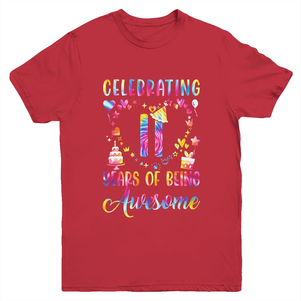 11 Years Of Being Awesome 11 Years Old 11th Birthday Tie Dye Youth Shirt | teecentury