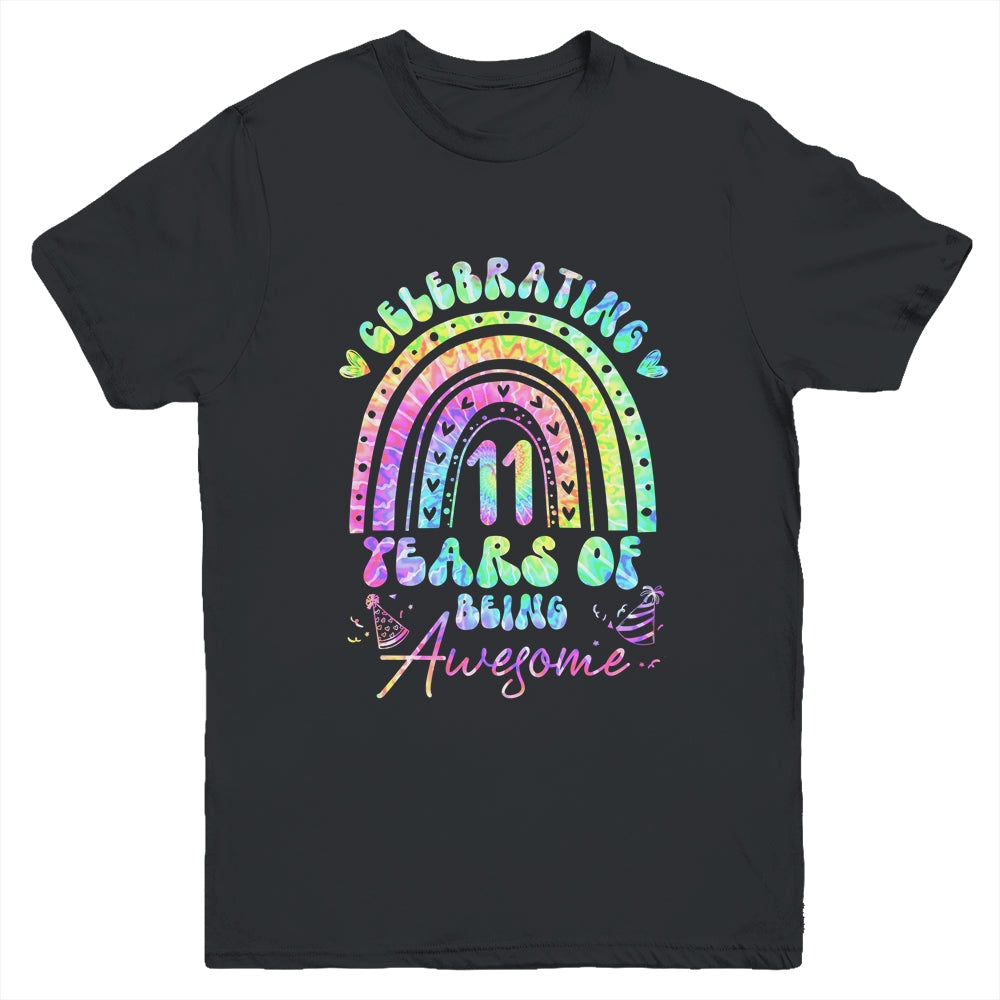 11 Years Of Being Awesome 11th Birthday Girl Tie Dye Youth Shirt | teecentury