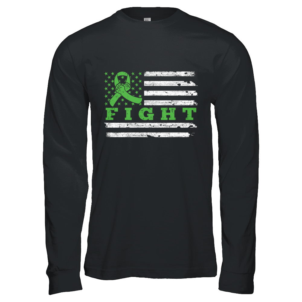 Fight Green Ribbon US Flag Liver Lymphoma Cancer Awareness T-Shirt & Hoodie | Teecentury.com