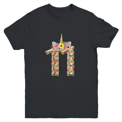 11th Birthday Girl 11 Years Old Awesome Unicorn Flower Youth Youth Shirt | Teecentury.com