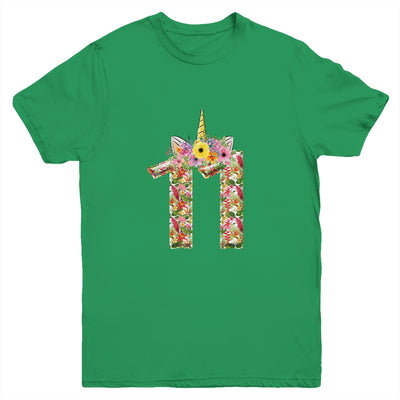 11th Birthday Girl 11 Years Old Awesome Unicorn Flower Youth Youth Shirt | Teecentury.com