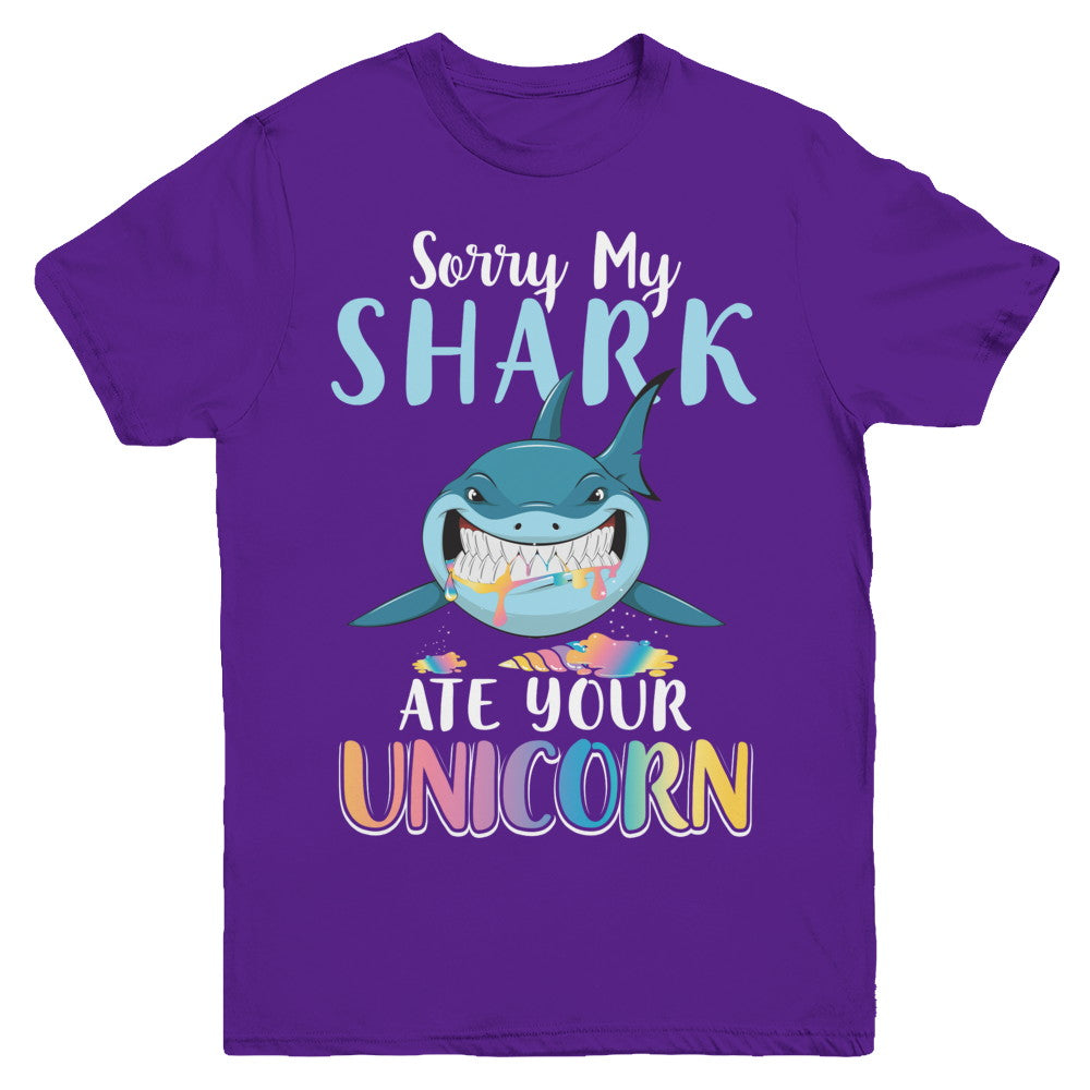 Sorry My Shark Ate Your Unicorn Funny Shark Youth Youth Shirt | Teecentury.com