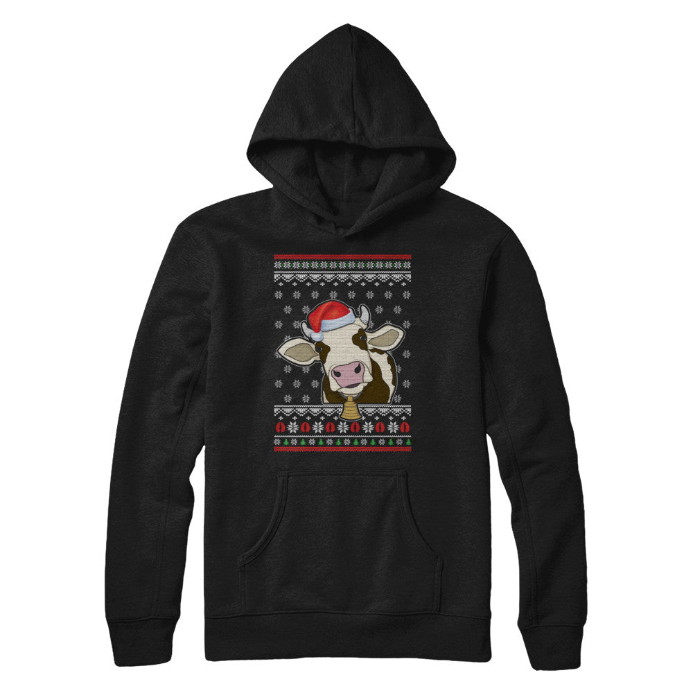 Pajamas Cow With Santa Hat Ugly Christmas Sweater T-Shirt & Sweatshirt | Teecentury.com