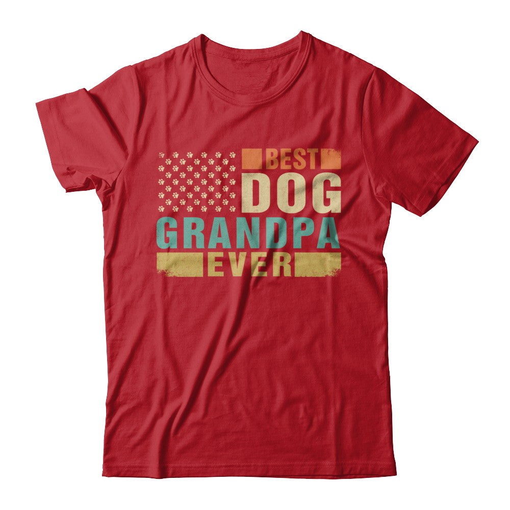 Vintage Retro BEST DOG GRANDPA EVER American Flag Fathers Day T-Shirt & Hoodie | Teecentury.com
