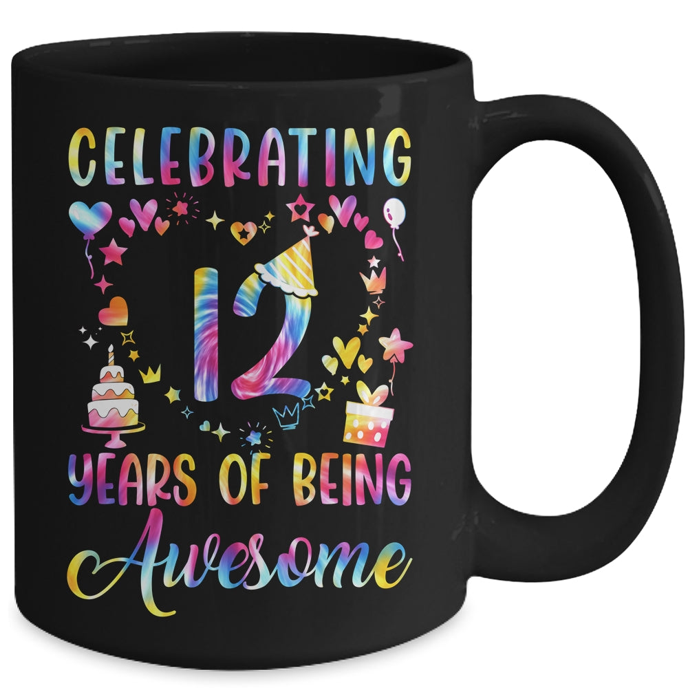 12 Years Of Being Awesome 12 Years Old 12th Birthday Tie Dye Mug | teecentury