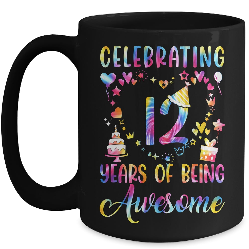 12 Years Of Being Awesome 12 Years Old 12th Birthday Tie Dye Mug | teecentury