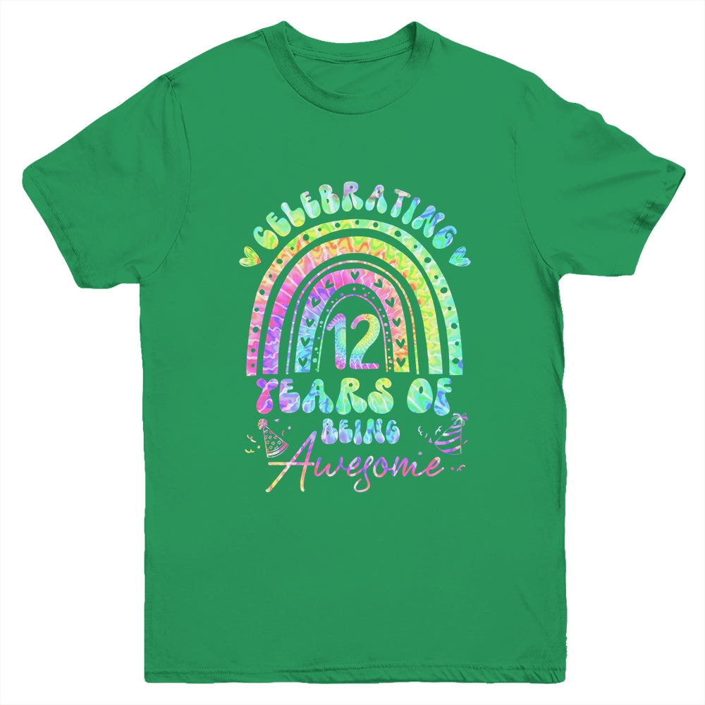 12 Years Of Being Awesome 12th Birthday Girl Tie Dye Youth Shirt | teecentury
