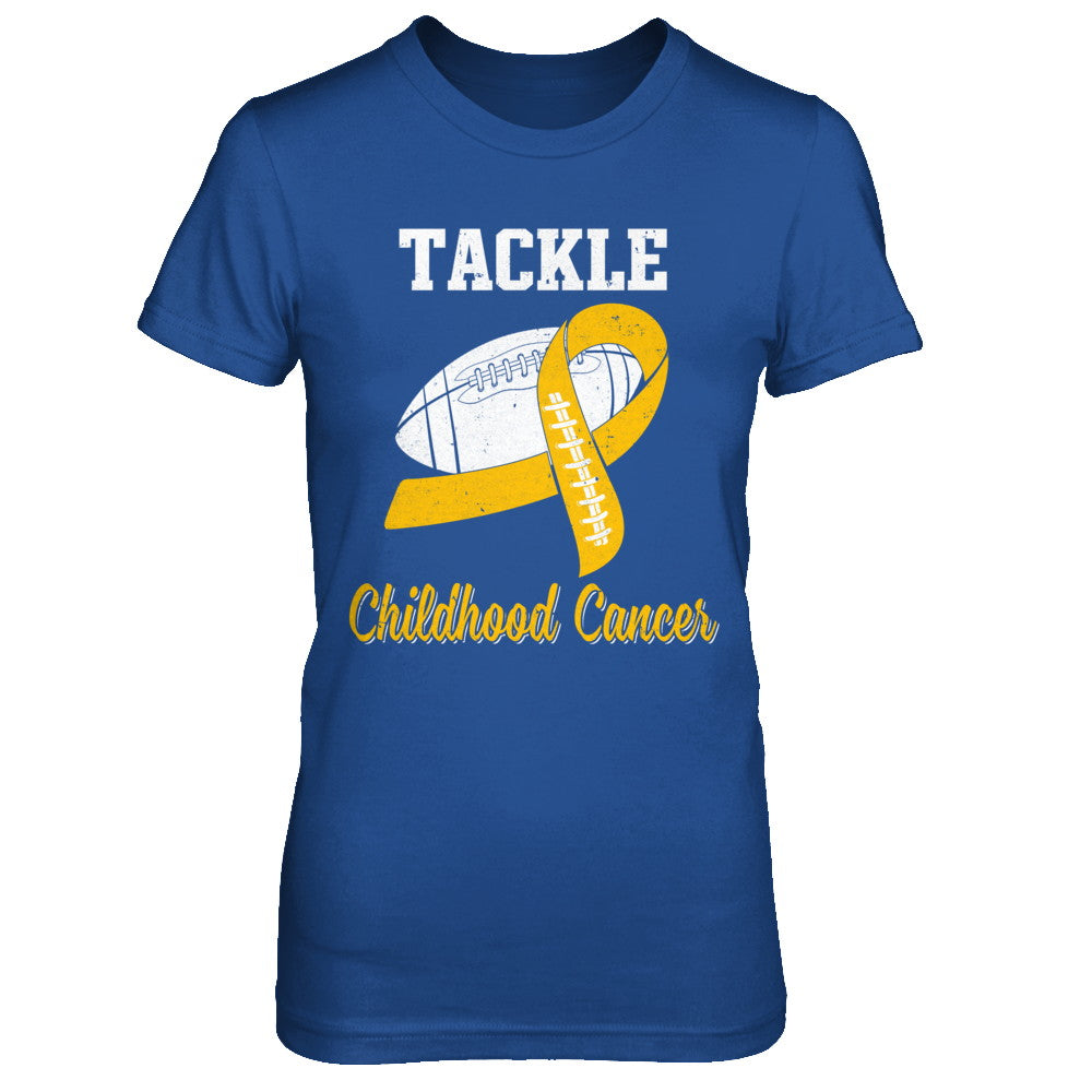 Football Survivor Tackle Yellow Childhood Cancer Awareness T-Shirt & Hoodie | Teecentury.com