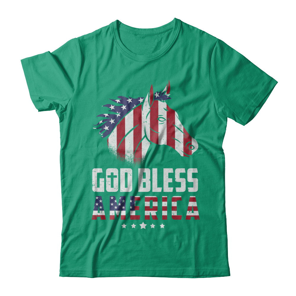 God Bless America Horse American Flag 4Th Of July T-Shirt & Hoodie | Teecentury.com