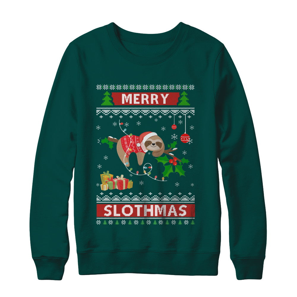 Merry Slothmas Funny Sloth Ugly Christmas Sweater T-Shirt & Sweatshirt | Teecentury.com