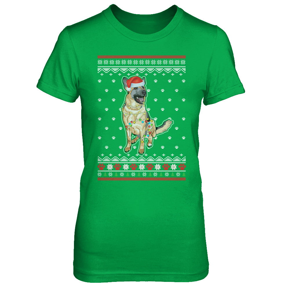 German Shepherd Christmas Ugly Sweater Lights Dog Xmas Gift T-Shirt & Sweatshirt | Teecentury.com