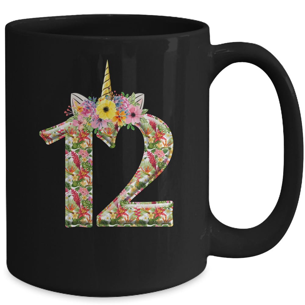 12th Birthday Girl 12 Years Old Awesome Unicorn Flower Mug Coffee Mug | Teecentury.com