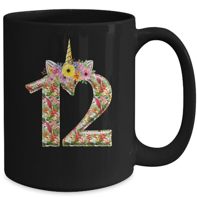 12th Birthday Girl 12 Years Old Awesome Unicorn Flower Mug Coffee Mug | Teecentury.com