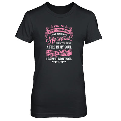 Vintage 1968 Woman 54 Birthday I Was Born With My Heart T-Shirt & Tank Top | Teecentury.com