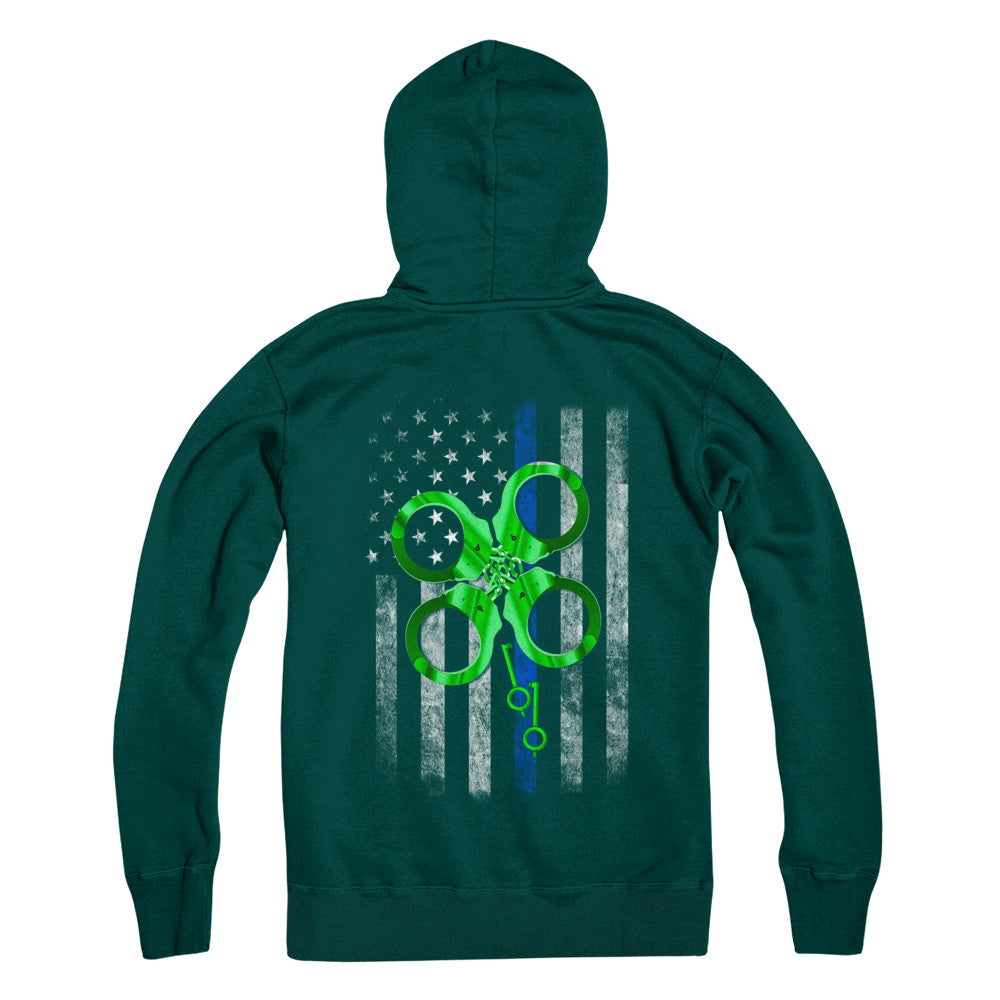 Thin Blue Line Happy St Patrick's Day Clover Police T-Shirt & Hoodie | Teecentury.com