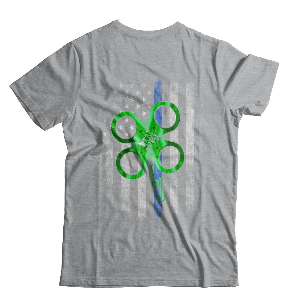 Thin Blue Line Happy St Patrick's Day Clover Police T-Shirt & Hoodie | Teecentury.com