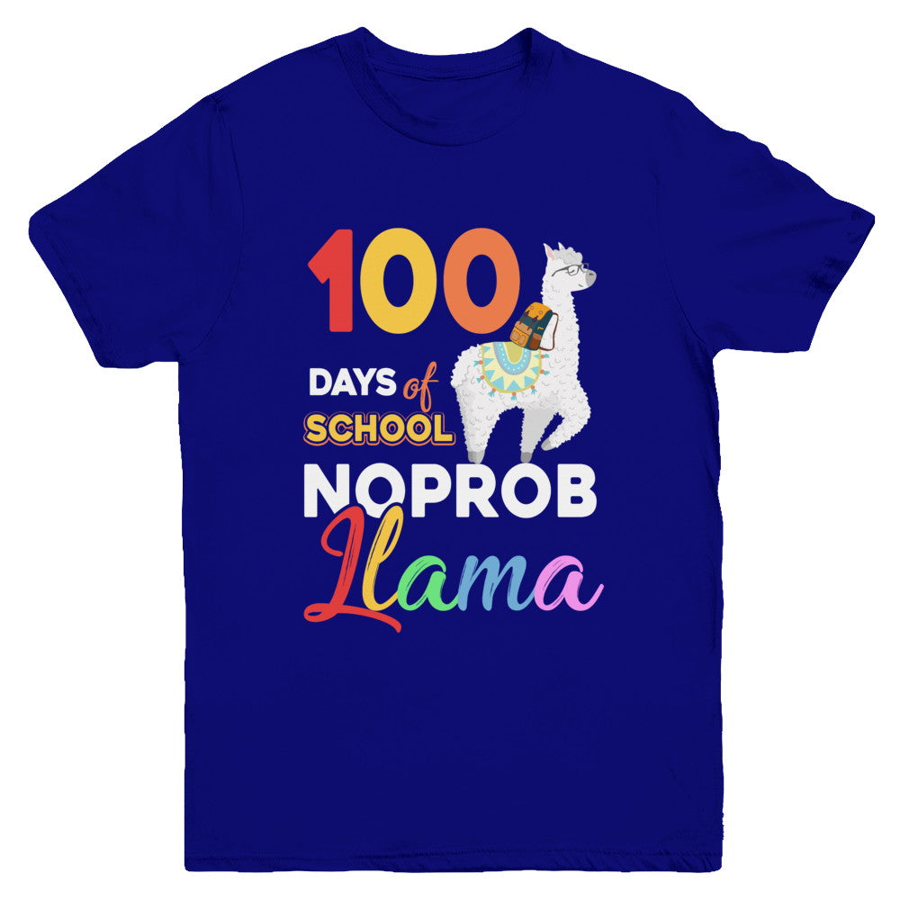 100 Days Of School Shirt Cute No Probllama Llama Youth Youth Shirt | Teecentury.com