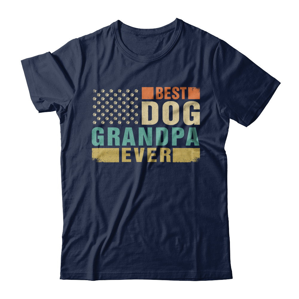 Vintage Retro BEST DOG GRANDPA EVER American Flag Fathers Day T-Shirt & Hoodie | Teecentury.com