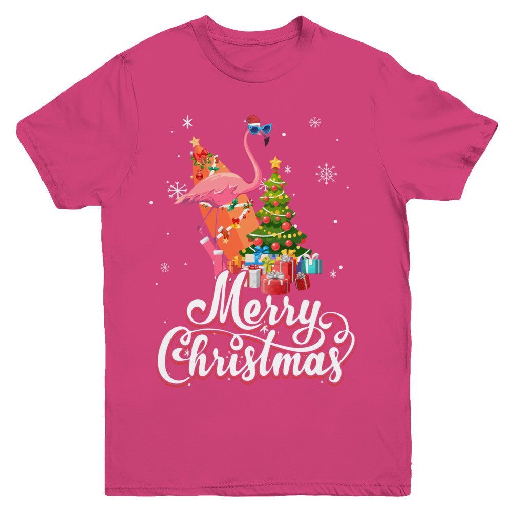 Flamingo Christmas Gift Merry Christmas Flamingo Youth Youth Shirt | Teecentury.com