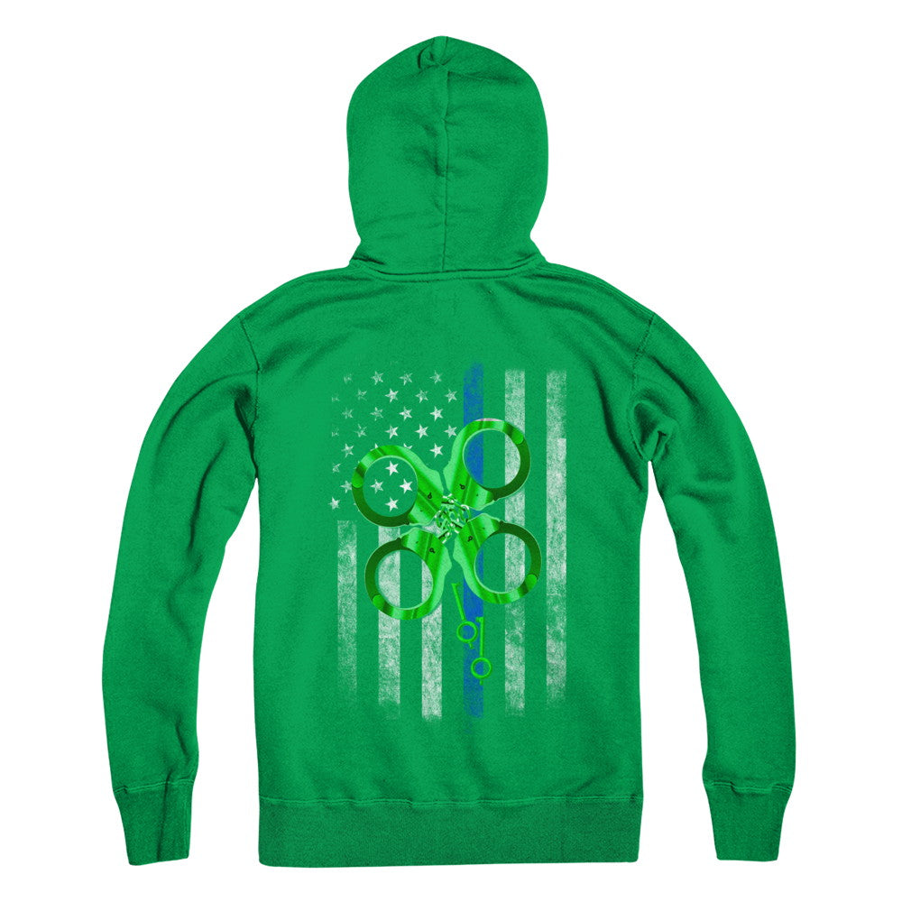 Thin Blue Line Happy St Patrick's Day Clover Police T-Shirt & Hoodie | Teecentury.com