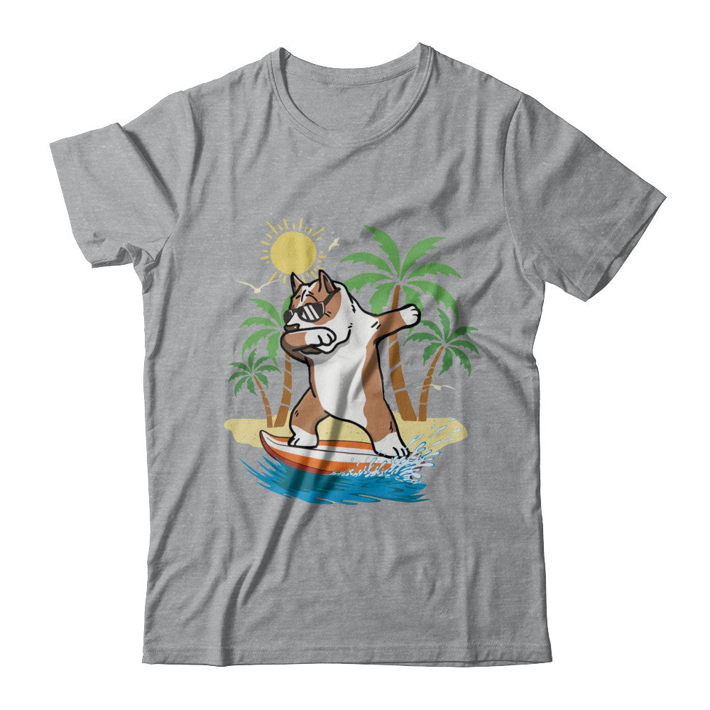 Summer Vacation Dabbing Pit bull Surfing Surfboard Gift T-Shirt & Hoodie | Teecentury.com