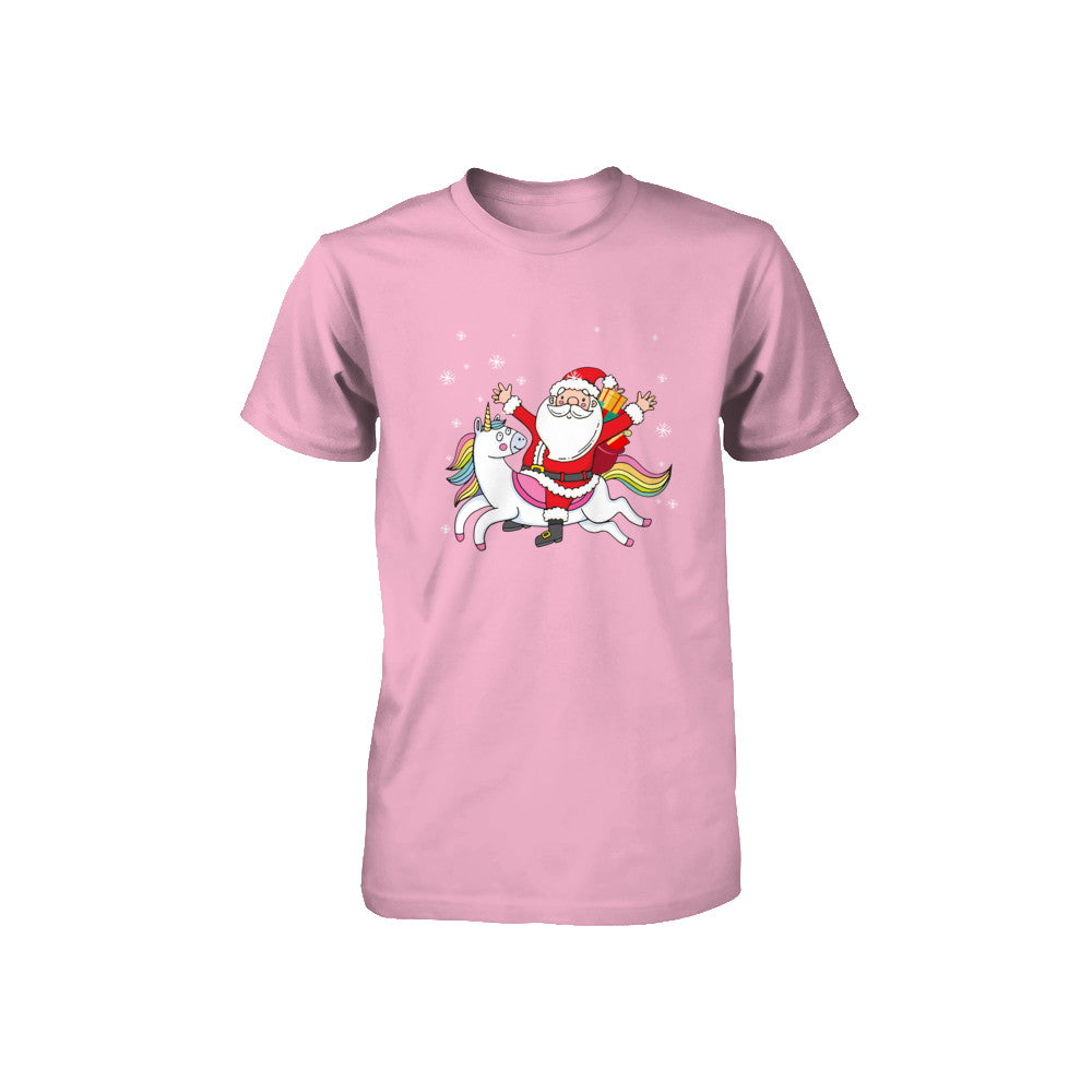 Santa Riding Unicorn Christmas Kids Girls Women Xmas Youth Youth Shirt | Teecentury.com