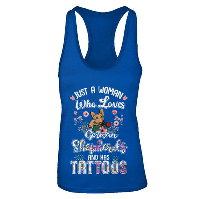 Just A Woman Who Loves German Shepherds And Has Tattoos T-Shirt & Tank Top | Teecentury.com
