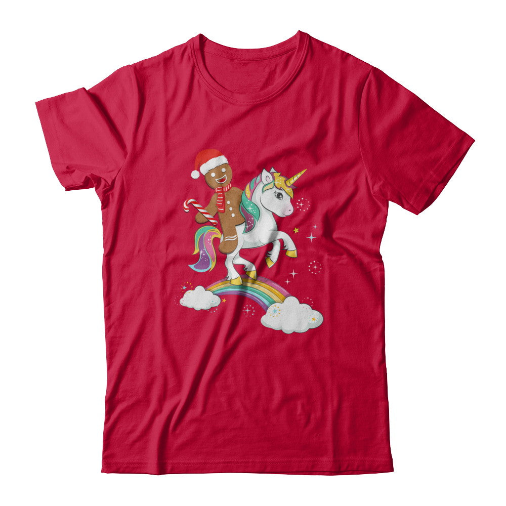 Gingerbread Man Riding A Unicorn Christmas Xmas Gift T-Shirt & Sweatshirt | Teecentury.com