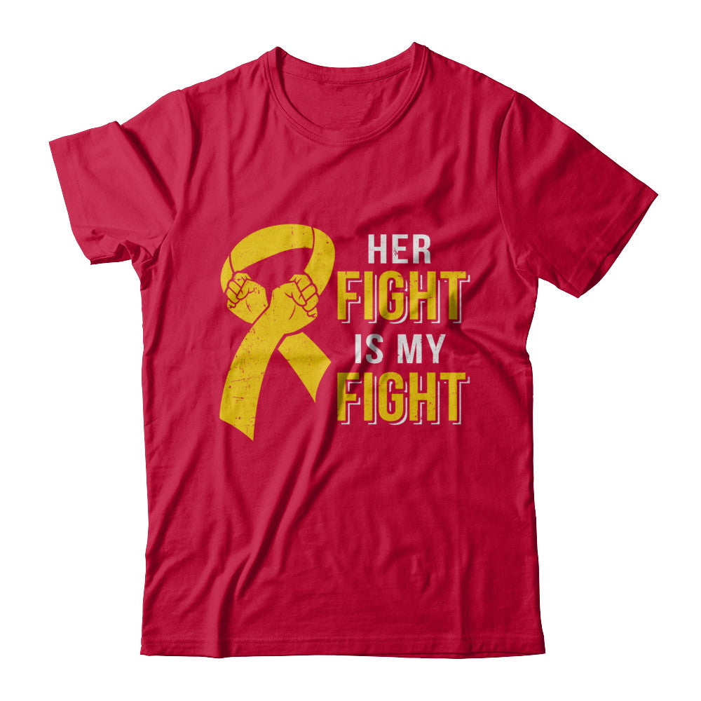 Her Fight Is My Fight Childhood Cancer Yellow Ribbon T-Shirt & Hoodie | Teecentury.com