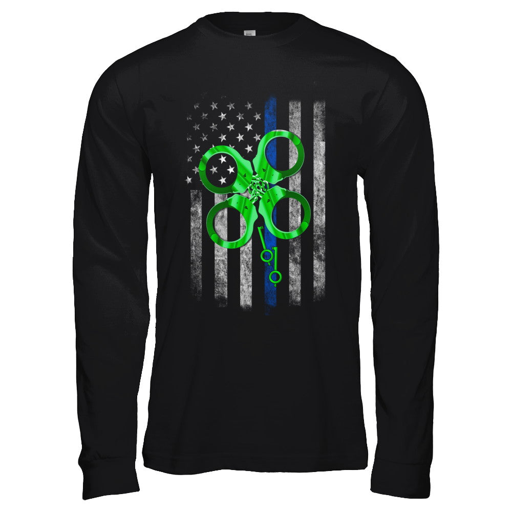 Thin Blue Line Police St Patrick's Day Clover T-Shirt & Hoodie | Teecentury.com
