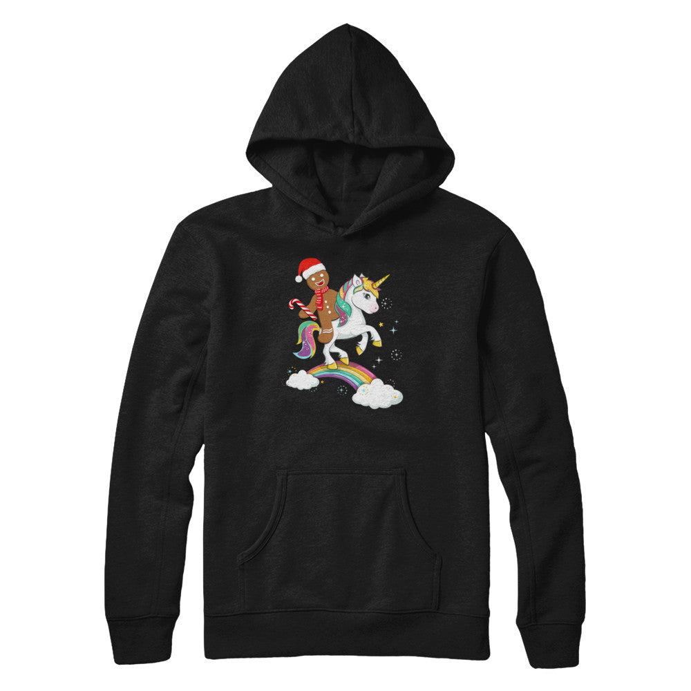 Gingerbread Man Riding A Unicorn Christmas Xmas Gift T-Shirt & Sweatshirt | Teecentury.com