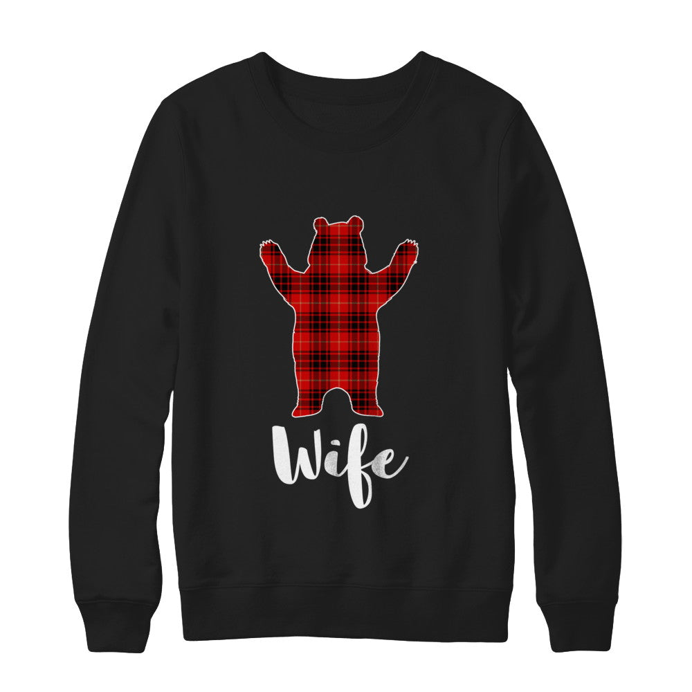 Red Wife Bear Buffalo Plaid Family Christmas Pajamas T-Shirt & Sweatshirt | Teecentury.com