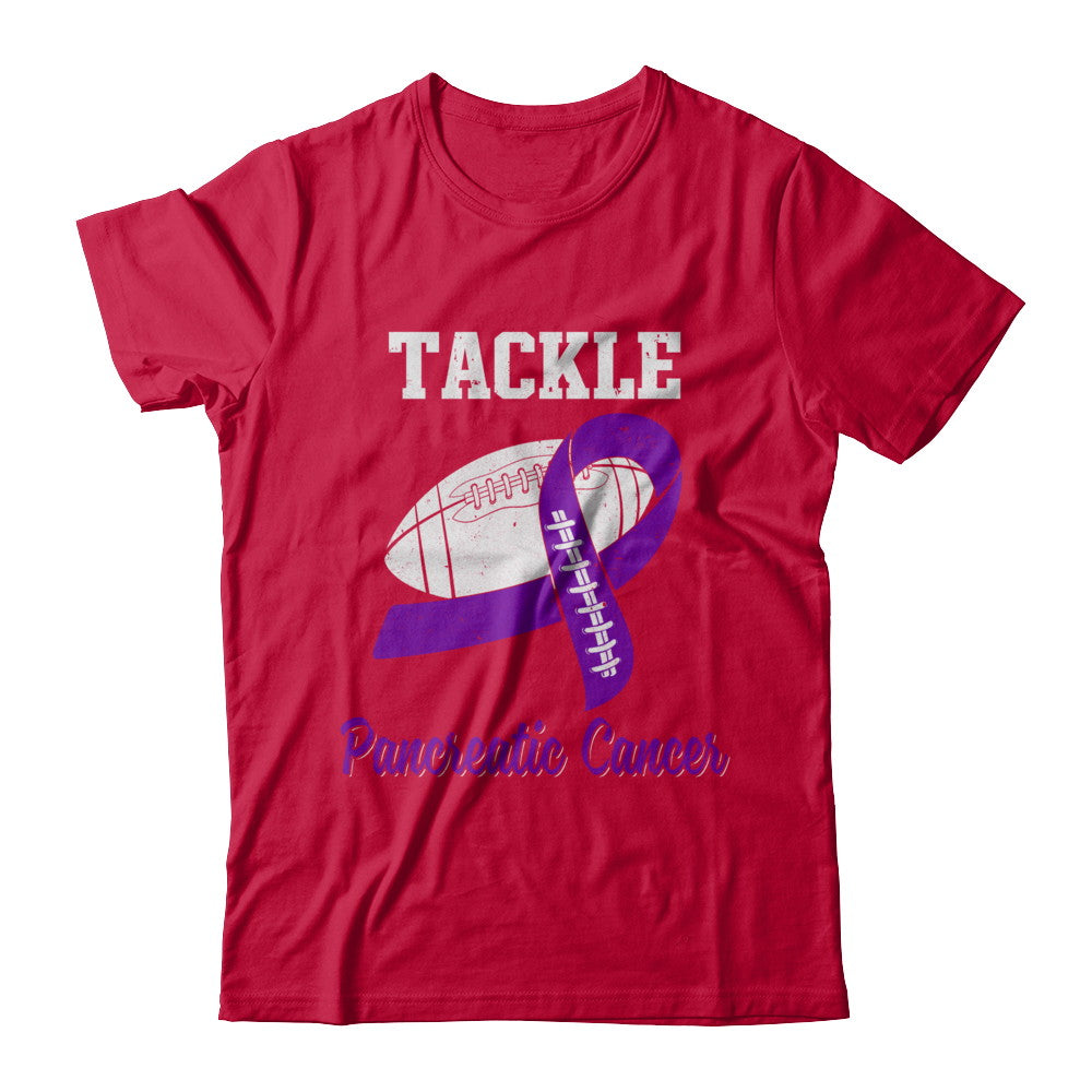 Football Survivor Tackle Purple Pancreatic Cancer Awareness T-Shirt & Hoodie | Teecentury.com