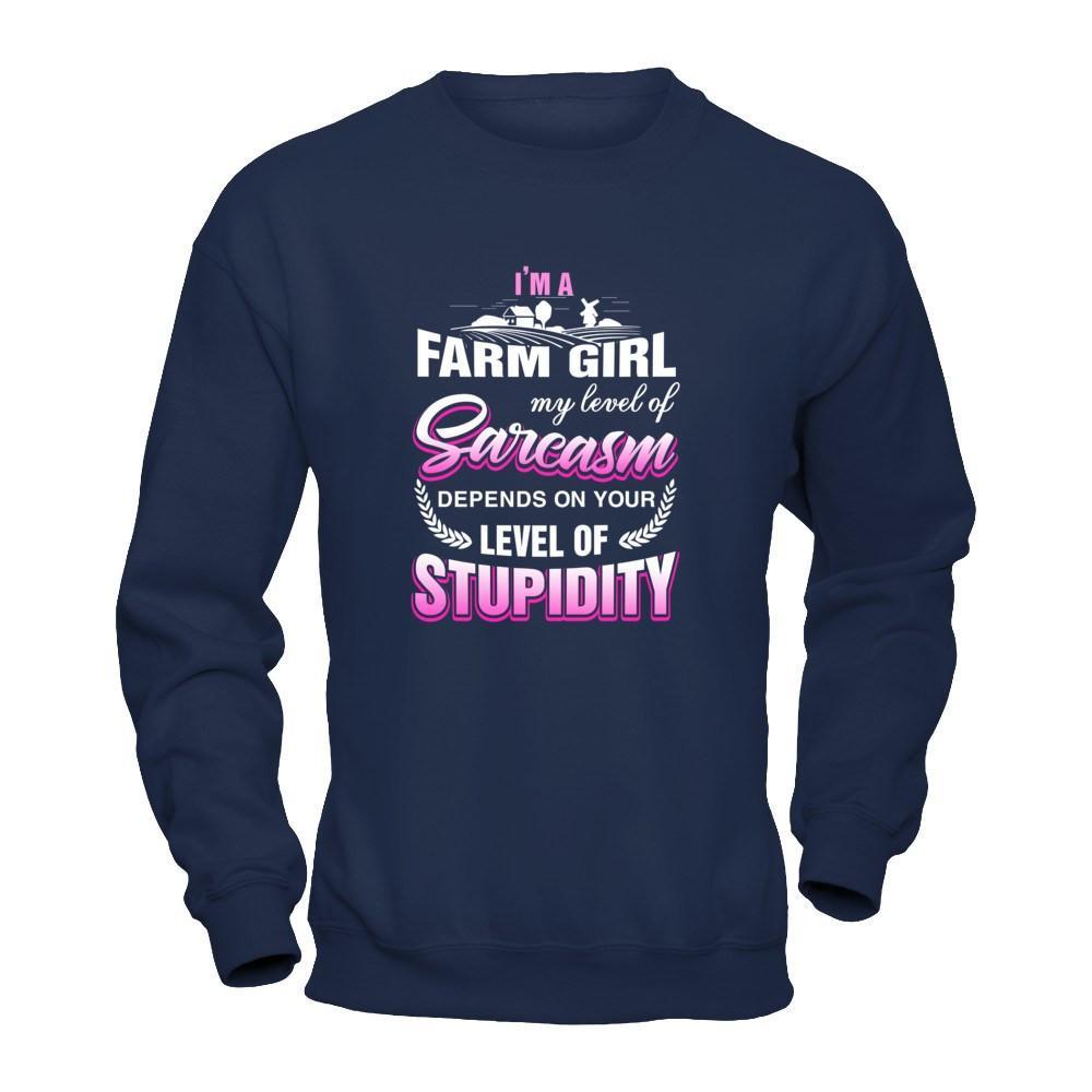 I'm A Farm Girl My Level Of Sarcasm T-Shirt & Tank Top | Teecentury.com