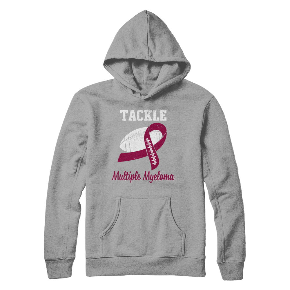 Football Survivor Tackle Burgundy Multiple Myeloma Awareness T-Shirt & Hoodie | Teecentury.com