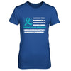 Teal Ribbon Ovarian Cancer Awareness US Flag T-Shirt & Hoodie | Teecentury.com