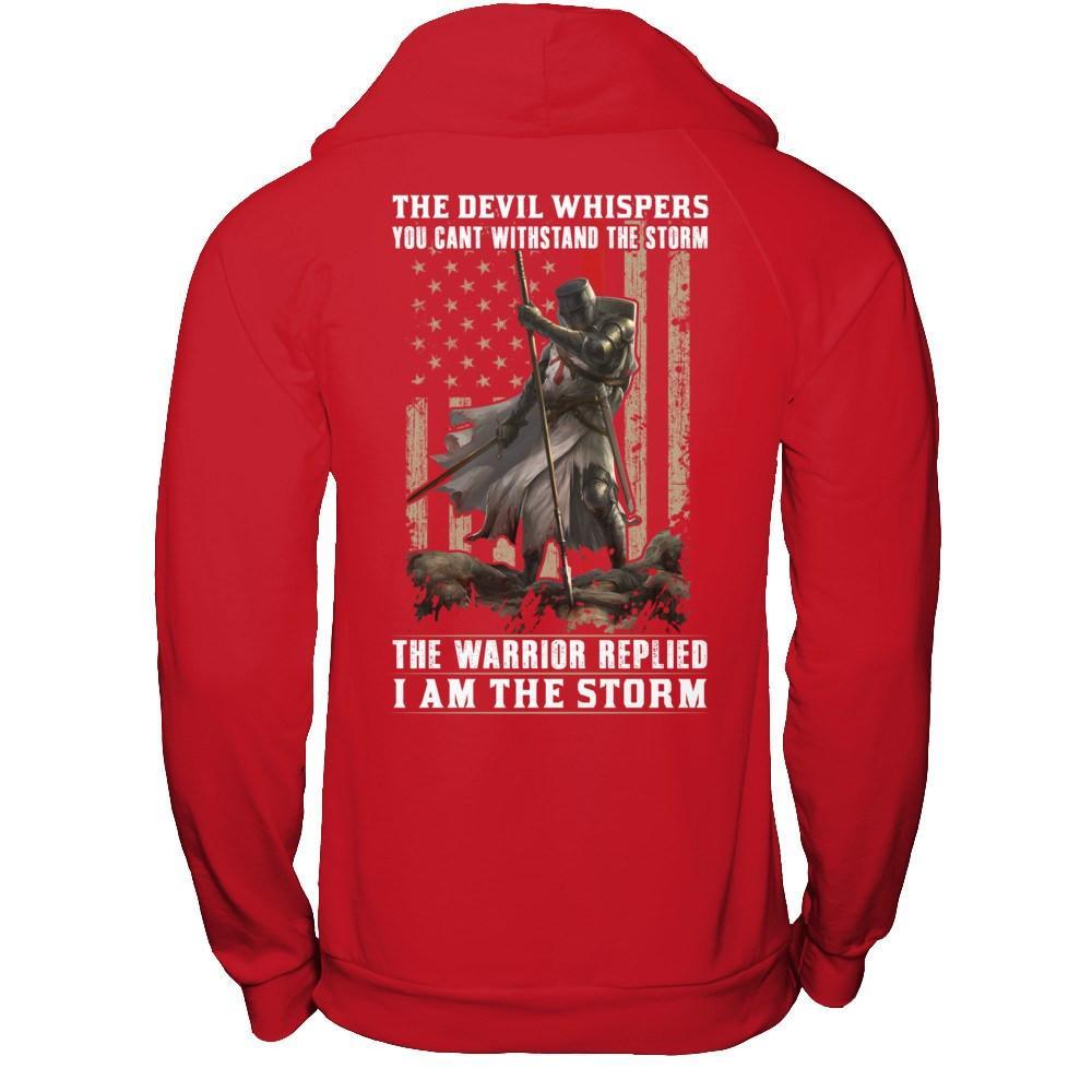 Knight Templar The Devil Whispers You Can't Withstand The Storm T-Shirt & Hoodie | Teecentury.com